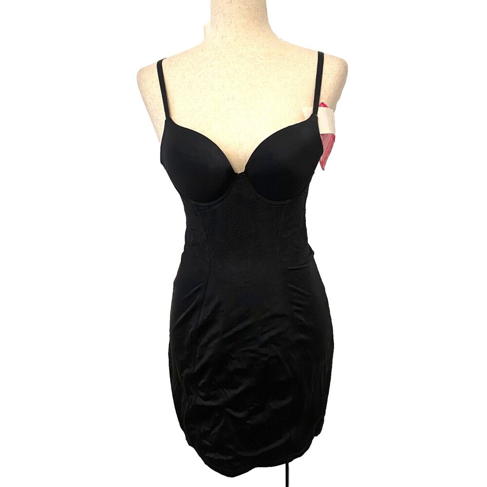 Maidenform Flexees Women's 34B Black Shapewear Slip Firm Control Lacey Padded